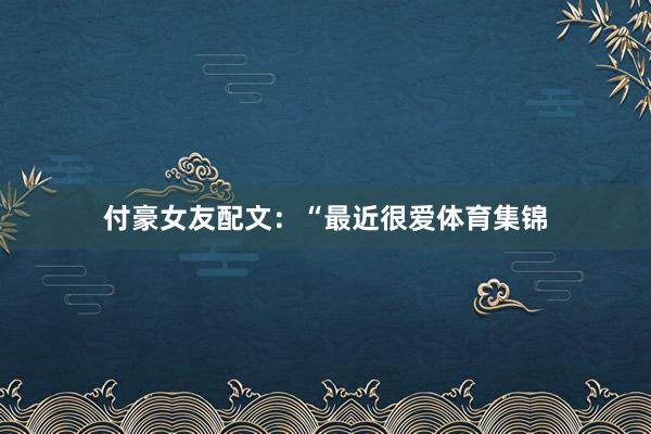 付豪女友配文：“最近很爱体育集锦