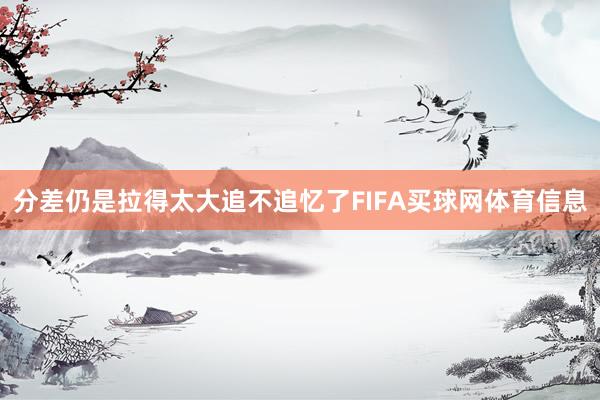 分差仍是拉得太大追不追忆了FIFA买球网体育信息
