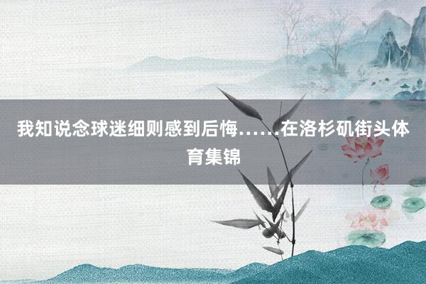 我知说念球迷细则感到后悔……在洛杉矶街头体育集锦