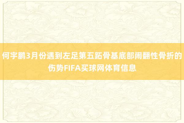 何宇鹏3月份遇到左足第五跖骨基底部闹翻性骨折的伤势FIFA买球网体育信息