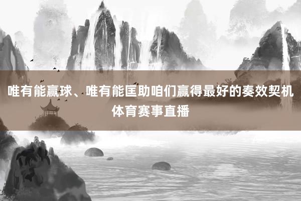 唯有能赢球、唯有能匡助咱们赢得最好的奏效契机体育赛事直播