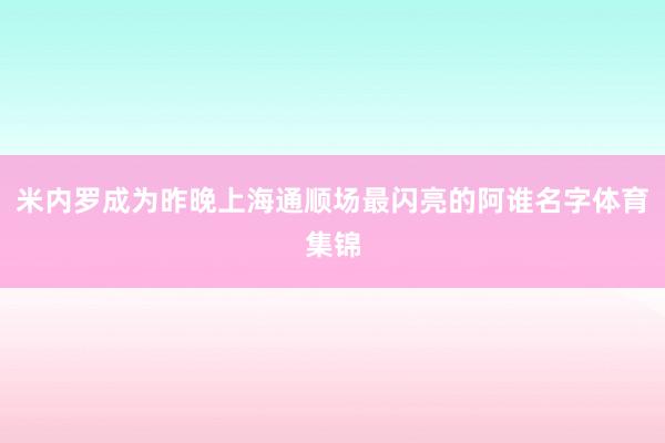 米内罗成为昨晚上海通顺场最闪亮的阿谁名字体育集锦